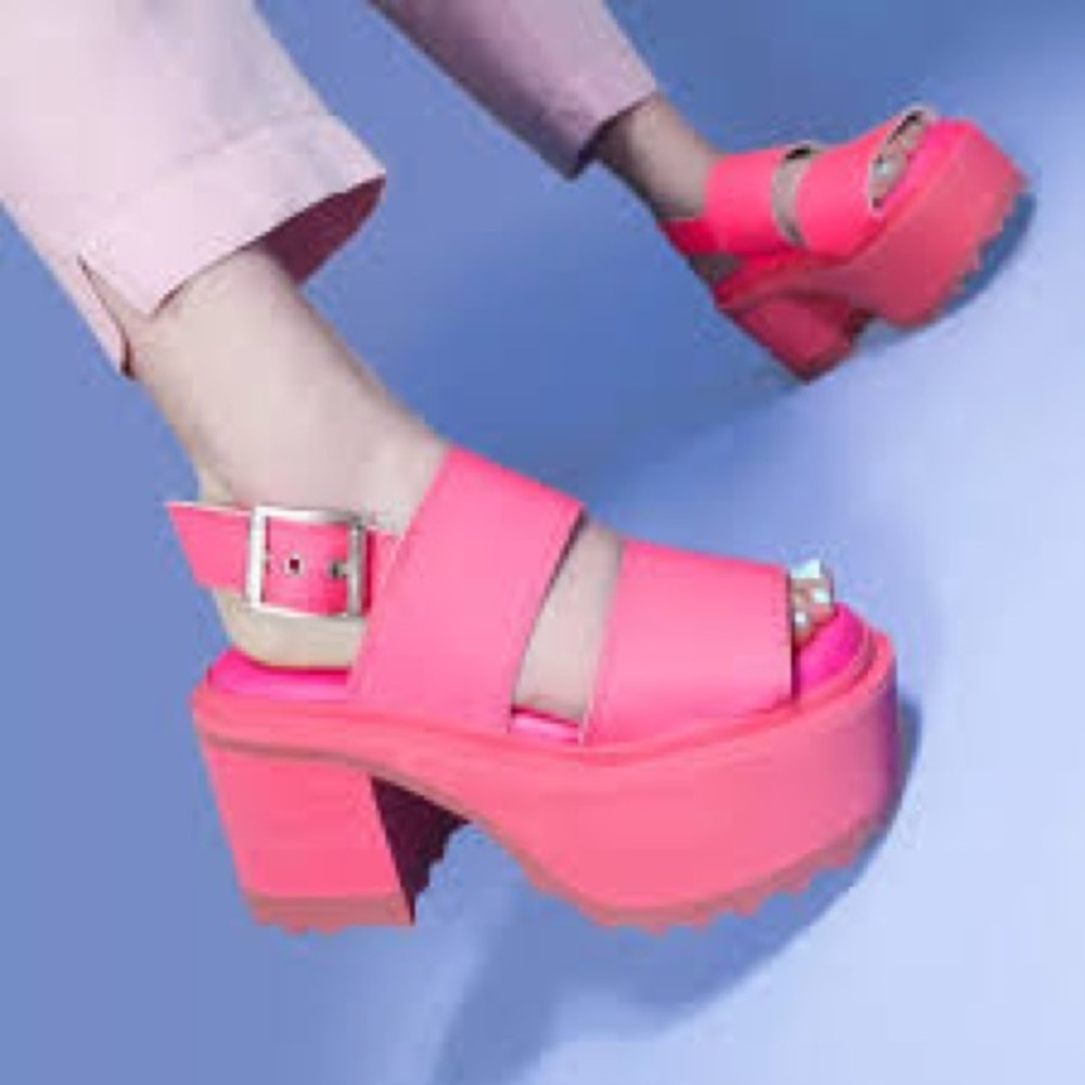 John Fluevog Skyhigh-F Razzle Platform Sandal - Vibrant Pink - Picture 2 of 13